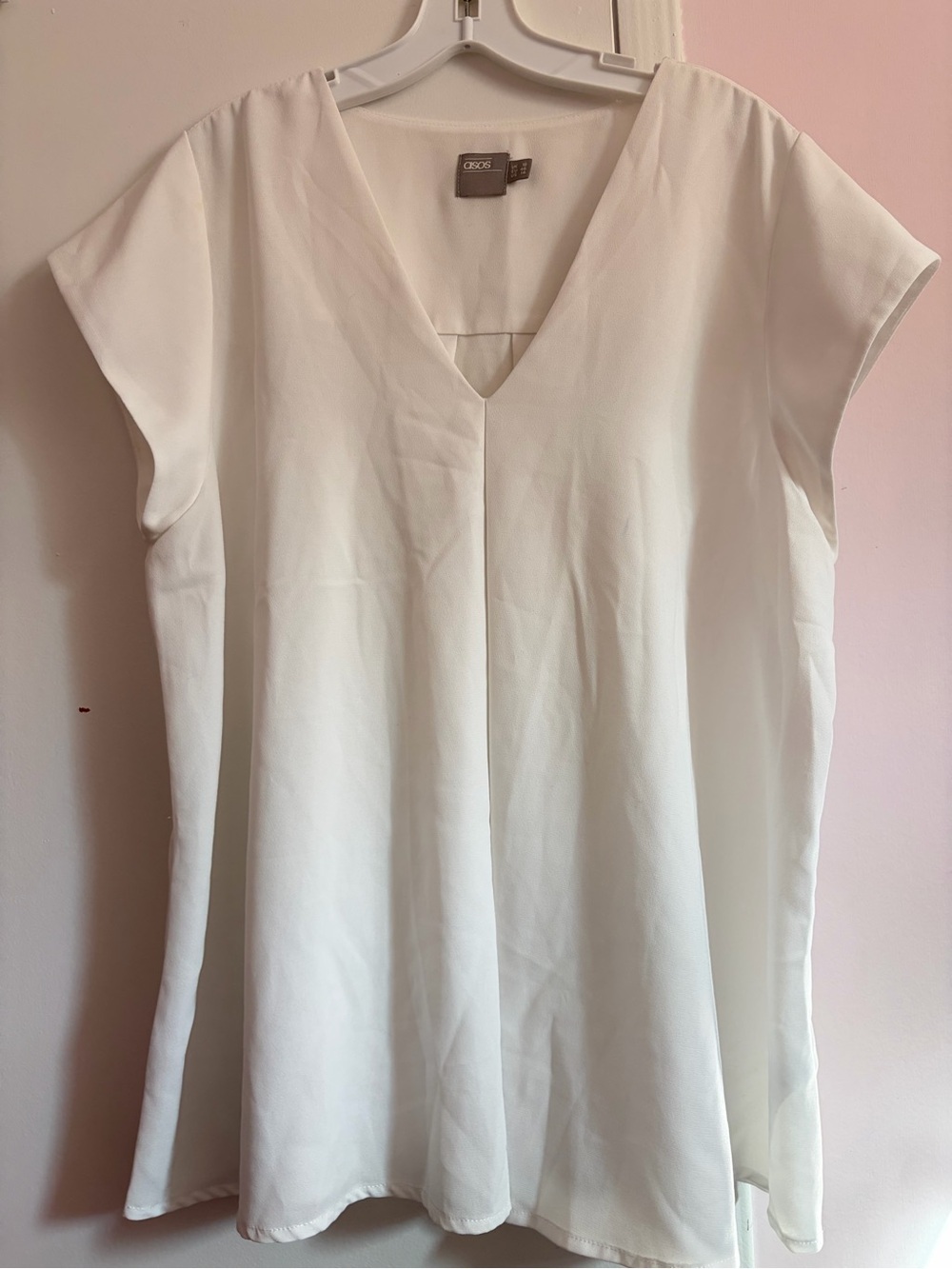 ASOS White V-Neck Cap Sleeve Tunic Top